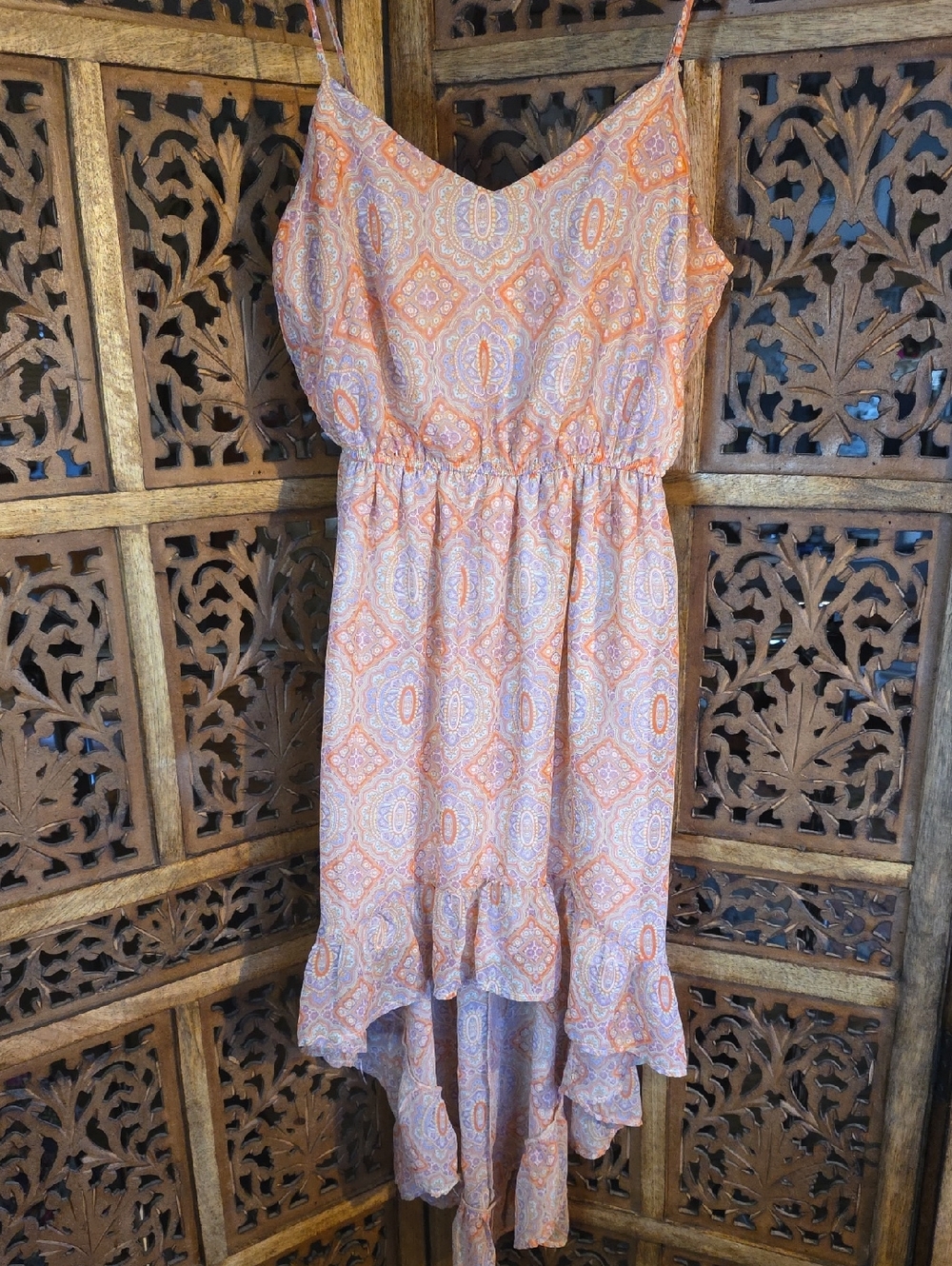 Charlotte Russe White and Orange Paisley Sundress